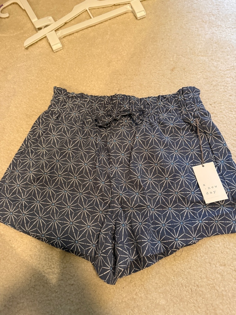 a new day Navy Geometric Drawstring Athletic Shorts